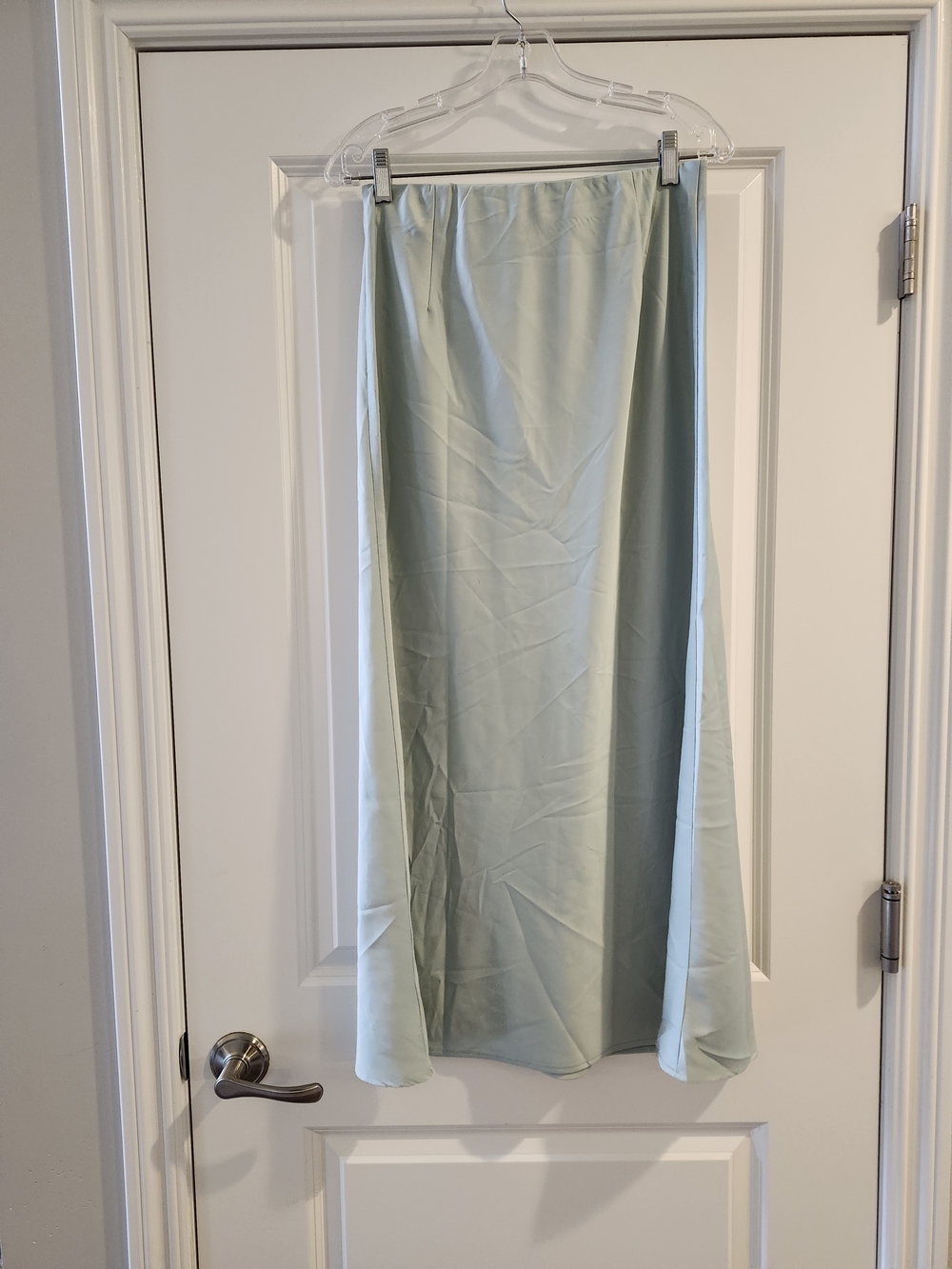 NWT Aleeza Paris Shimmer Slip Skirt Tiffany Satin Maxi Size M $150 - Picture 5 of 7